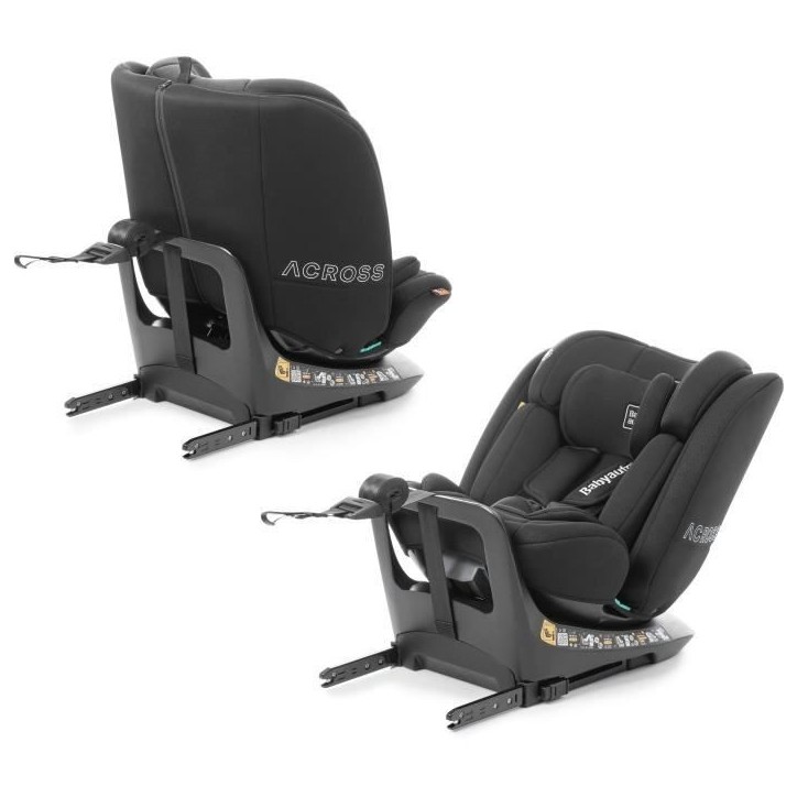 Siege auto - BABYAUTO - ACROSS - Groupe 0/1/2/3 - 40 / 150 cm - I-Size - Isofix - Pivotant - Inclinable - Réducteur - Noir Siege auto - BABYAUTO - ACROSS - Groupe 0/1/2/3 - 40 / 150 cm - I-Size - Isofix - Pivotant - Inclinable - Réducteur - Noir