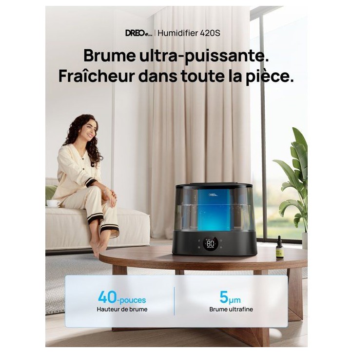 Humidificateur - DREO - 420S - Ultrasonique - Silencieux - Grande capacité Humidificateur - DREO - 420S - Ultrasonique - Silencieux - Grande capacité