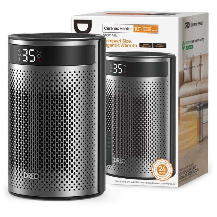 Chauffage d'appoint - Hyper-céramique - 1500 W - Dreo - Atom 416 - Colonne - Noir Chauffage d'appoint - Hyper-céramique - 1500 W - Dreo - Atom 416 - Colonne - Noir