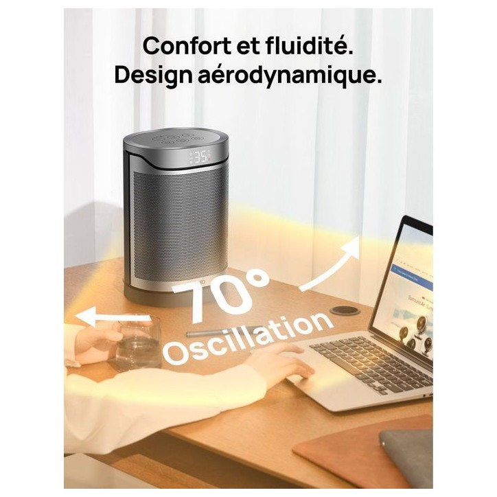 Chauffage d'appoint - Hyper-céramique - 1500 W - Dreo - Heater 318 - Colonne - Noir Chauffage d'appoint - Hyper-céramique - 1500 W - Dreo - Heater 318 - Colonne - Noir