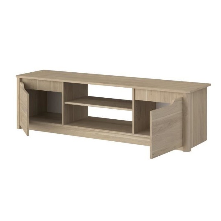 Meuble TV classique BETTY - Meuble en panneau de particules décor Chene - L150 x H42 x P60 cm