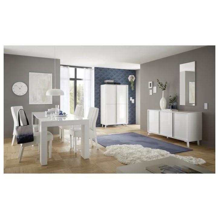 Buffet CITIZEN - Décor Blanc laqué brillant - 3 Portes - L 156 x P 40 x H 84 cm Buffet CITIZEN - Décor Blanc laqué brillant - 3 Portes - L 156 x P 40 x H 84 cm