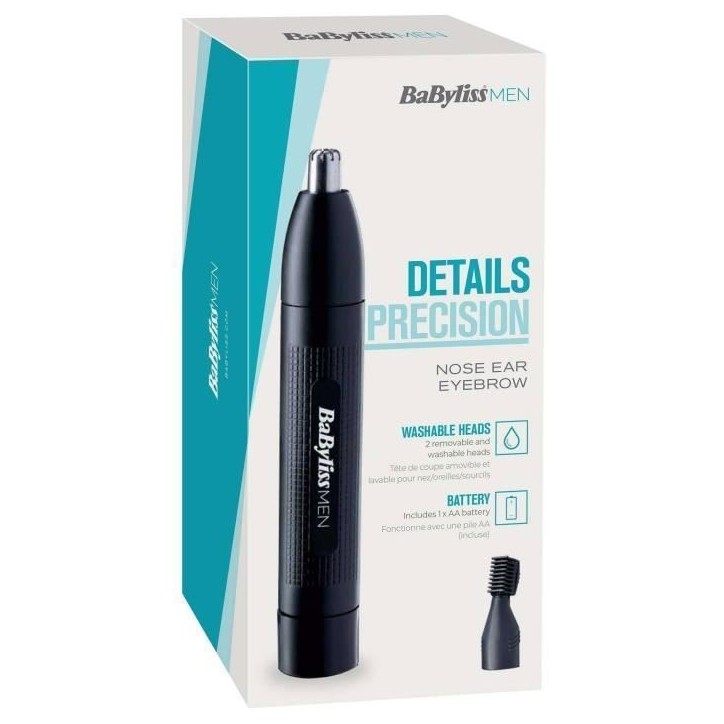 Tondeuse nez/oreilles/sourcils - BaByliss - E652E - Lame en acier inoxydable - Fonctionnement sans fil Tondeuse nez/oreilles/sourcils - BaByliss - E652E - Lame en acier inoxydable - Fonctionnement sans fil