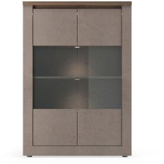 Vitrine - IMOLA - Bronze & Plateau Chene Mercure - 2 Portes - 114 x 43