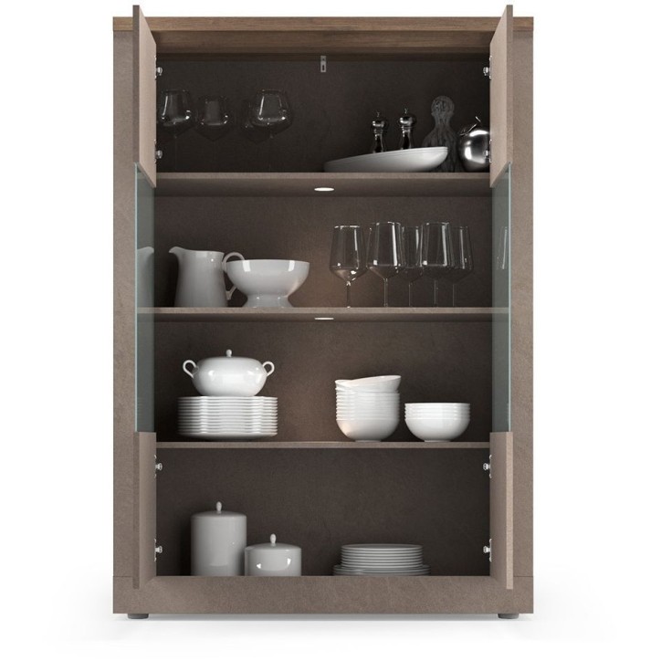 Vitrine - IMOLA - Bronze & Plateau Chene Mercure - 2 Portes - 114 x 43 x 160 cm Vitrine - IMOLA - Bronze & Plateau Chene Mercure - 2 Portes - 114 x 43 x 160 cm