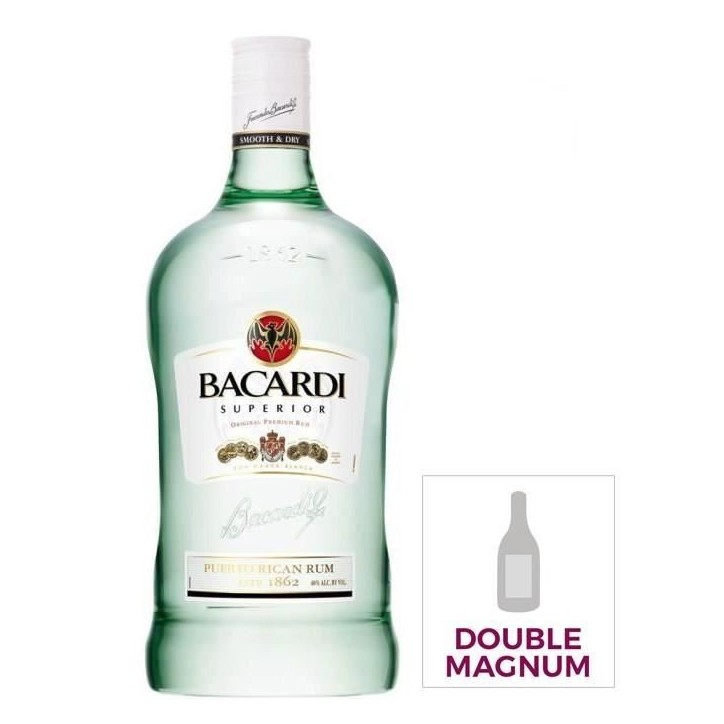 Rhum Bacardi Carta Blanca - Rhum blanc - Puerto Rico - 37,5%vol - 300cl