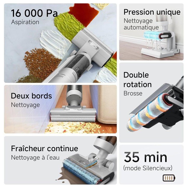 DREAME G10 Pro - Aspirateur Balai Laveur - 16000Pa - Nettoyage Automatique a Double Rotation - Grand Affichage LED DREAME G10 Pro - Aspirateur Balai Laveur - 16000Pa - Nettoyage Automatique a Double Rotation - Grand Affichage LED