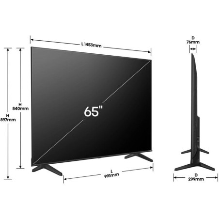 Hisense 65A6Q - TV LED 65 (164 cm) - 4K UHD 3840x2160 - HDR10+ - TV connecté - 3xHDMI 2.1 - WiFi