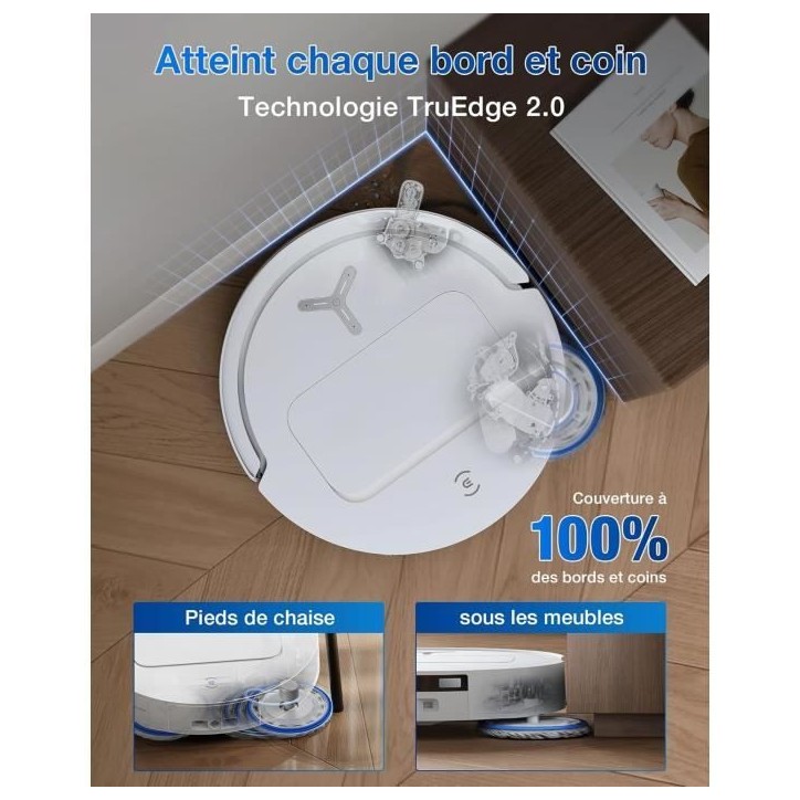 ECOVACS T50 OMNI White Gen2 - Aspirateur Robot avec Station - 21000Pa - Brosse latérale et serpilliere Extensibles - ZeroTangle ECOVACS T50 OMNI White Gen2 - Aspirateur Robot avec Station - 21000Pa - Brosse latérale et serpilliere Extensibles - ZeroTangle