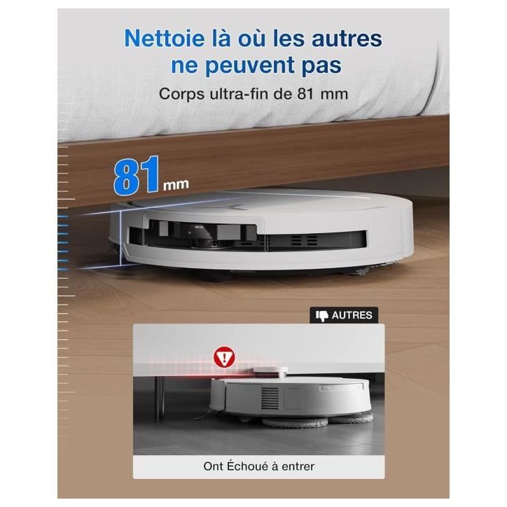 ECOVACS T50 OMNI White Gen2 - Aspirateur Robot avec Station - 21000Pa - Brosse latérale et serpilliere Extensibles - ZeroTangle ECOVACS T50 OMNI White Gen2 - Aspirateur Robot avec Station - 21000Pa - Brosse latérale et serpilliere Extensibles - ZeroTangle