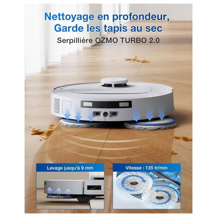 ECOVACS T30C Omni GEN2 - Aspirateur Robot Laveur avec Station - 25000Pa - Lavage a l'eau Chaude 75? - Serpilliere OZMO Turbo 2.0 ECOVACS T30C Omni GEN2 - Aspirateur Robot Laveur avec Station - 25000Pa - Lavage a l'eau Chaude 75? - Serpilliere OZMO Turbo 2.0