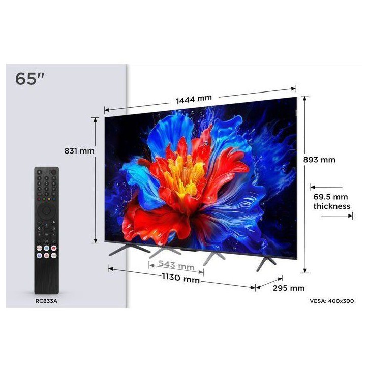 TCL 65P8K - TV QLED 65 (165 cm) - 4K UHD 3840x2160 - 144 Hz - Dolby Vision - Google TV - 4xHDMI 2.1 - WiFi TCL 65P8K - TV QLED 65 (165 cm) - 4K UHD 3840x2160 - 144 Hz - Dolby Vision - Google TV - 4xHDMI 2.1 - WiFi