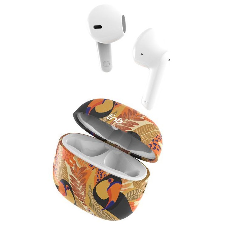 Ecouteurs sans fil - T'nb - Exclusiv' - TOUCAN - Boîtier de charge inclus - Bluetooth - Autonomie 12h - Jaune/orange Ecouteurs sans fil - T'nb - Exclusiv' - TOUCAN - Boîtier de charge inclus - Bluetooth - Autonomie 12h - Jaune/orange