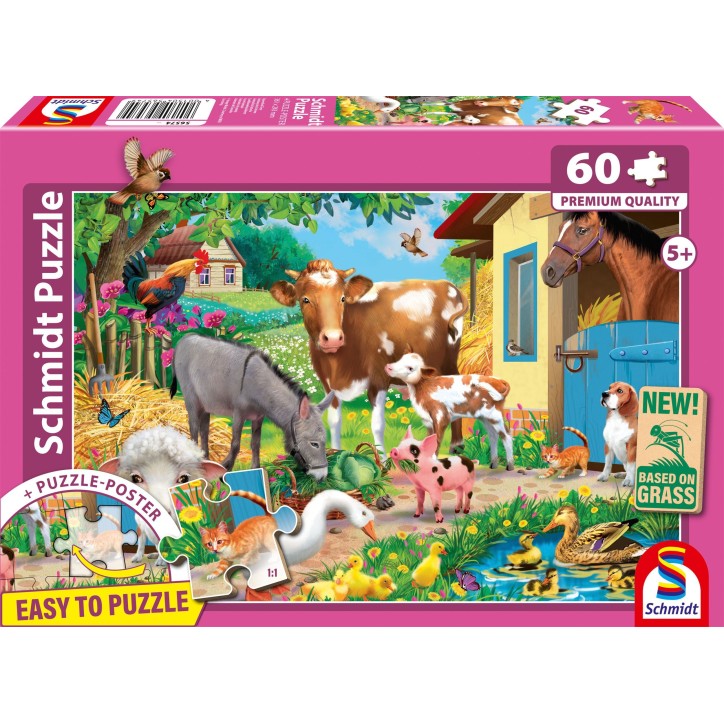 Puzzle - SCHMIDT SPIELE - Animaux de la ferme - 60 pieces - Des 5 ans Puzzle - SCHMIDT SPIELE - Animaux de la ferme - 60 pieces - Des 5 ans