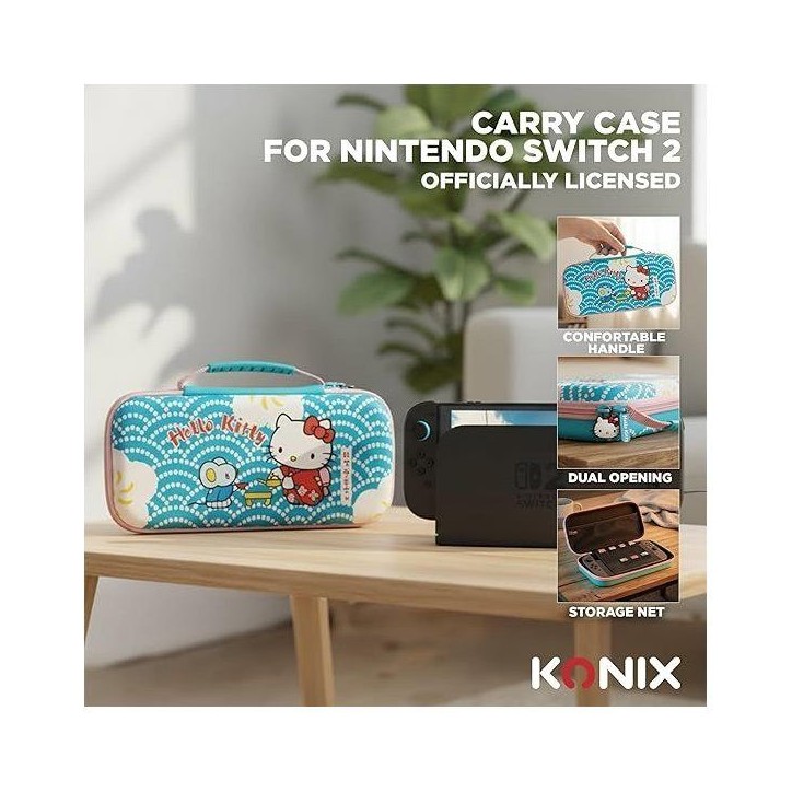 Housse de protection et transport console - Nintendo Switch 2 - Konixt Hello Kitty - Filet rangement accessoires - Motif thé - Housse de protection et transport console - Nintendo Switch 2 - Konixt Hello Kitty - Filet rangement accessoires - Motif thé -