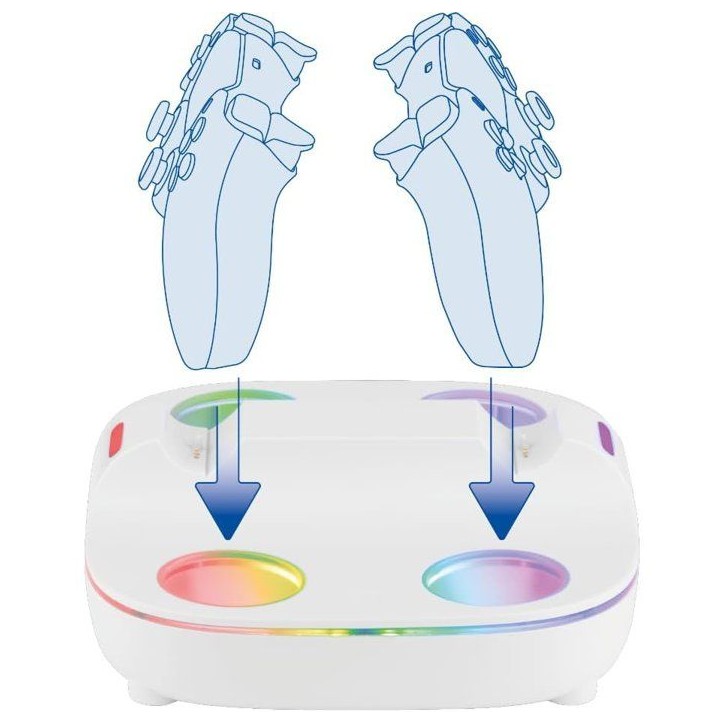 Station de rechargement pour 2 manettes DualSense - PS5 - Konix - Charge rapide - Connecteurs magnétiques - Blanc Station de rechargement pour 2 manettes DualSense - PS5 - Konix - Charge rapide - Connecteurs magnétiques - Blanc