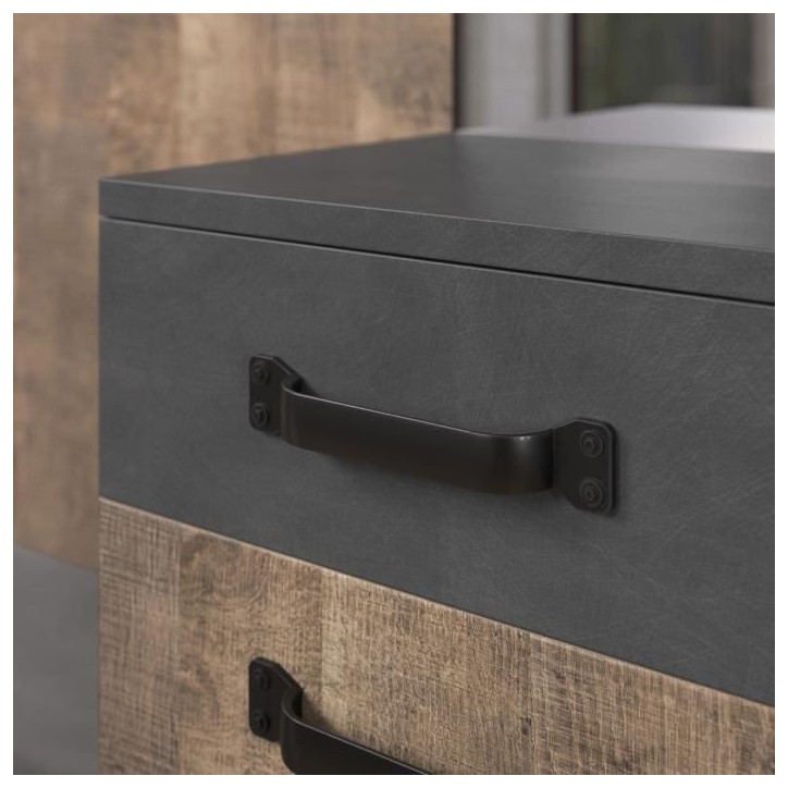 Meuble d'entrée, vestiaire SMILE 1 porte et 1 tiroir - Mélaminé chene tabac et gris mat - Miroir - L 104 x P 32 x H 190 cm Meuble d'entrée, vestiaire SMILE 1 porte et 1 tiroir - Mélaminé chene tabac et gris mat - Miroir - L 104 x P 32 x H 190 cm
