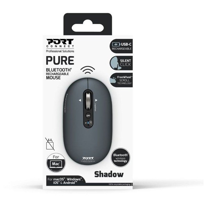 Souris sans fil - PORT Designs - 910501 PURE - Bluetooth - Rechargeable - Gris anthracite Souris sans fil - PORT Designs - 910501 PURE - Bluetooth - Rechargeable - Gris anthracite