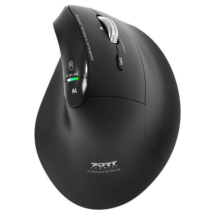 Souris sans fil - PORT Designs - 910204 ERGO AUDITOR - Bluetooth & 2.4 GHz - Rechargeable - Noir Souris sans fil - PORT Designs - 910204 ERGO AUDITOR - Bluetooth & 2.4 GHz - Rechargeable - Noir