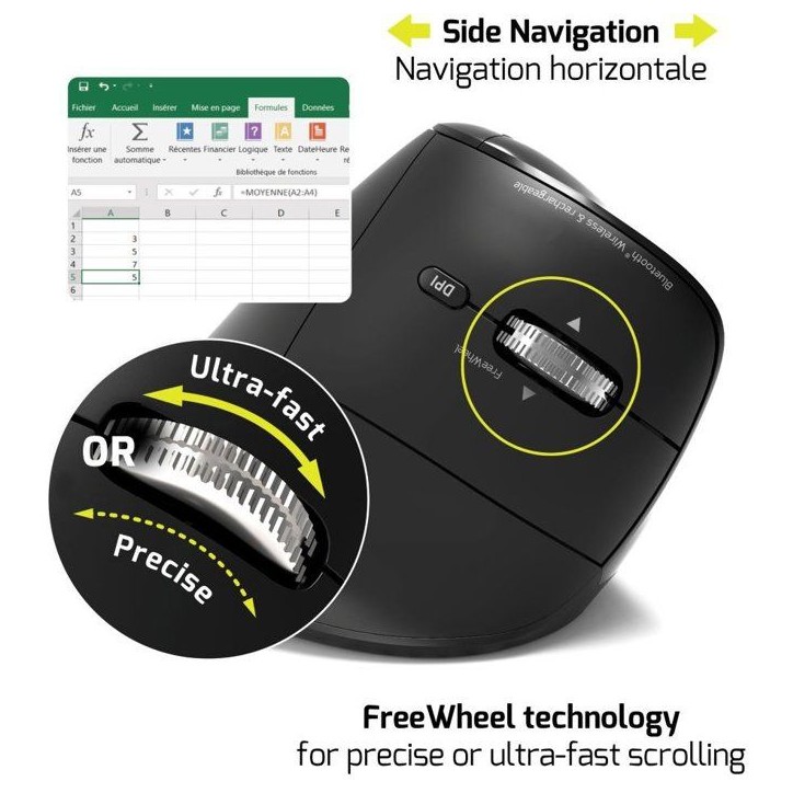 Souris sans fil - PORT Designs - 910204 ERGO AUDITOR - Bluetooth & 2.4 GHz - Rechargeable - Noir Souris sans fil - PORT Designs - 910204 ERGO AUDITOR - Bluetooth & 2.4 GHz - Rechargeable - Noir