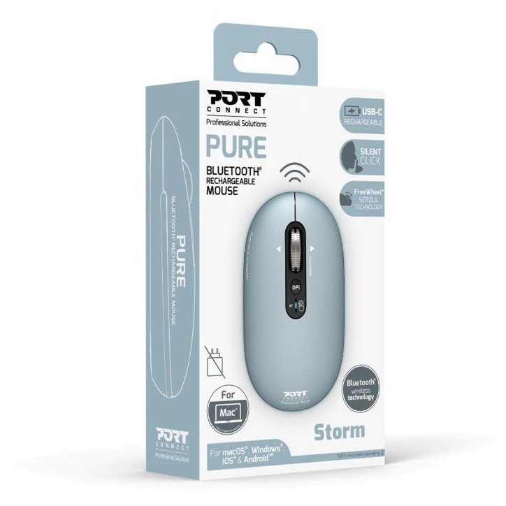Souris sans fil - PORT Designs - 910500 PURE - Bluetooth - Rechargeable - Bleu sombre Souris sans fil - PORT Designs - 910500 PURE - Bluetooth - Rechargeable - Bleu sombre