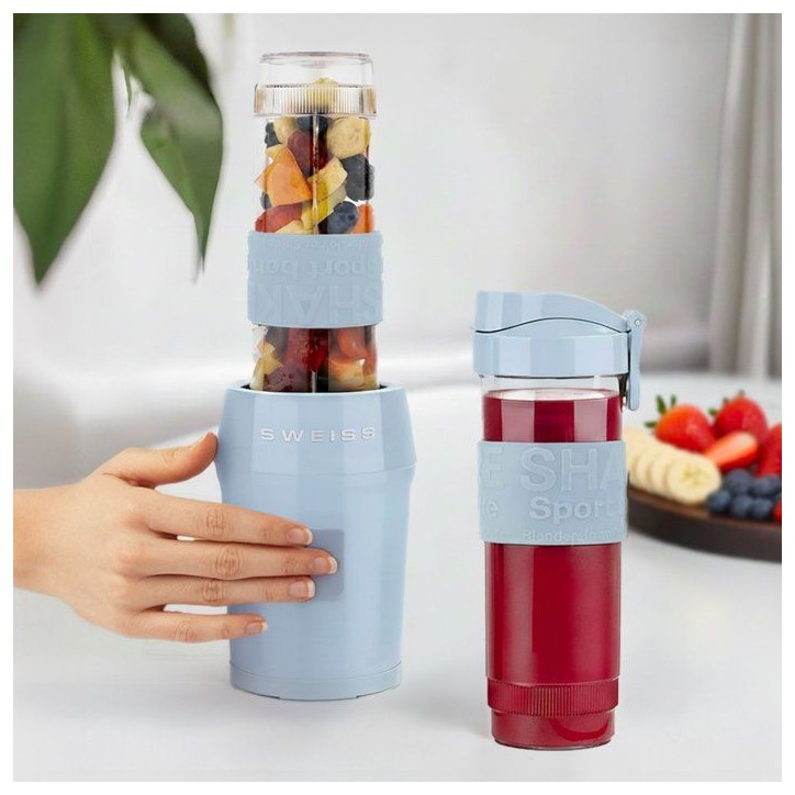 Mini-blender - SWEISS - MOOV6 - 300 W - 570 ml - 2 gourdes - Bleu Mini-blender - SWEISS - MOOV6 - 300 W - 570 ml - 2 gourdes - Bleu