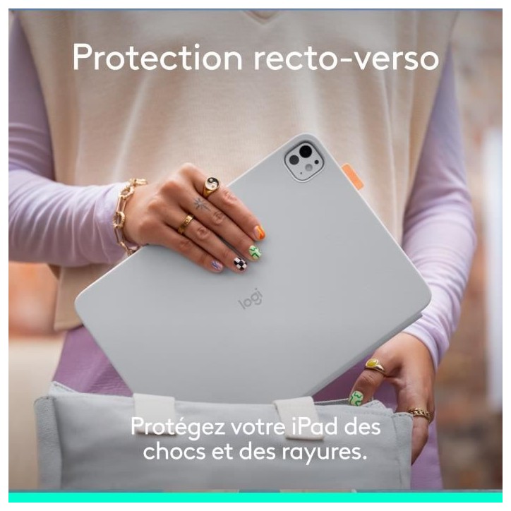 Etui clavier - Logitech - Flip Folio - Pour iPad et iPad Air 11 pouces (M4 et M5) (M2, M3 & M4) (5e génération) - Gris pâle Etui clavier - Logitech - Flip Folio - Pour iPad et iPad Air 11 pouces (M4 et M5) (M2, M3 & M4) (5e génération) - Gris pâle