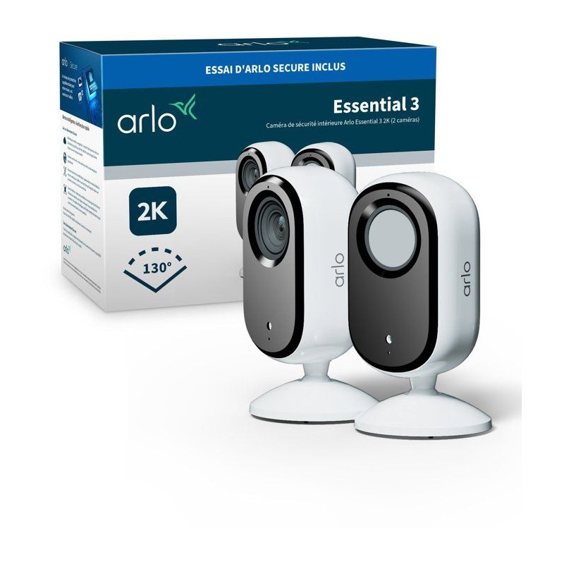 Caméra de surveillance - Arlo - Essential 3 2 caméras 2K - Intérieu