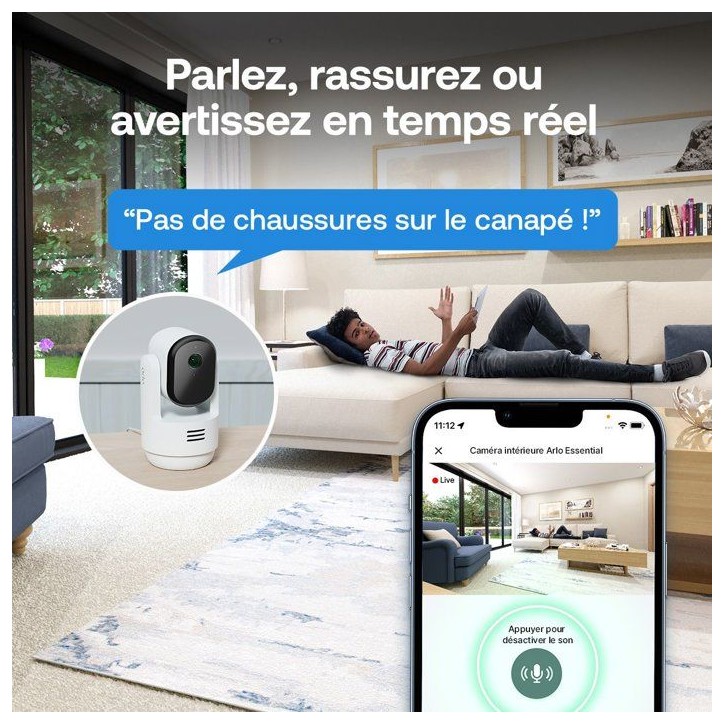 Caméra de surveillance - Arlo - Essential 3 Kit de 2 caméras 2K 360° - Intérieur Caméra de surveillance - Arlo - Essential 3 Kit de 2 caméras 2K 360° - Intérieur