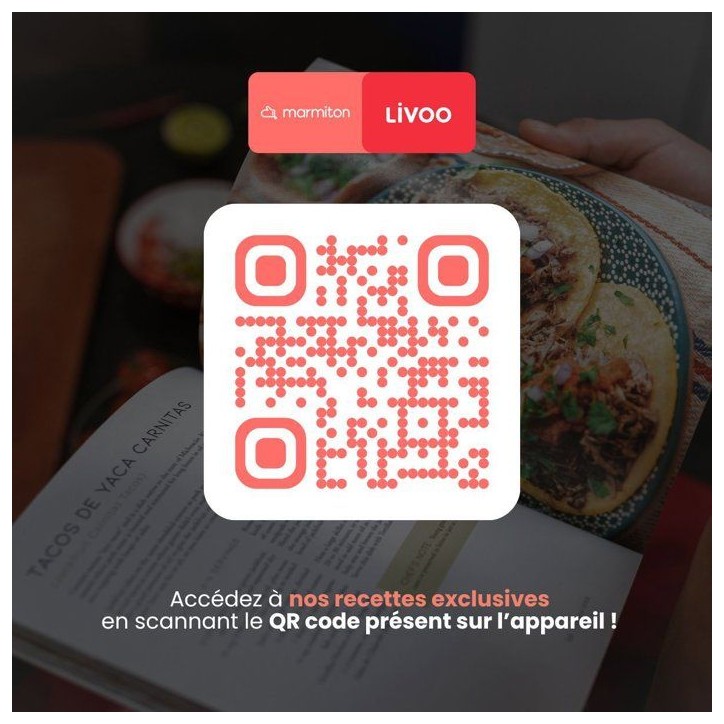 Friteuse sans huile - LIVOO x Marmiton - DOC343CO - 8 L - 1 700 W - 30 recettes via un QR code - Ecran digital 100% tactile Friteuse sans huile - LIVOO x Marmiton - DOC343CO - 8 L - 1 700 W - 30 recettes via un QR code - Ecran digital 100% tactile