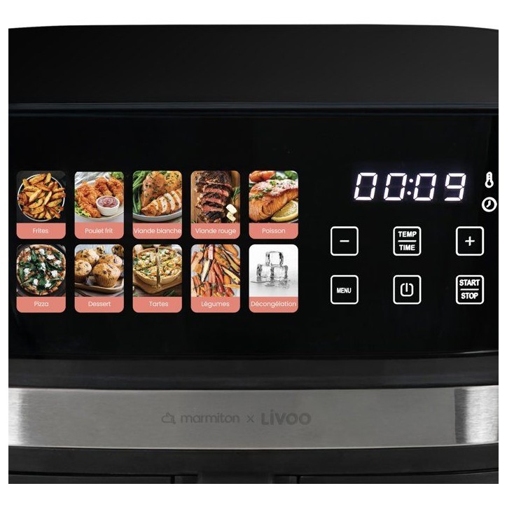 Friteuse sans huile - LIVOO x Marmiton - DOC343CO - 8 L - 1 700 W - 30 recettes via un QR code - Ecran digital 100% tactile Friteuse sans huile - LIVOO x Marmiton - DOC343CO - 8 L - 1 700 W - 30 recettes via un QR code - Ecran digital 100% tactile