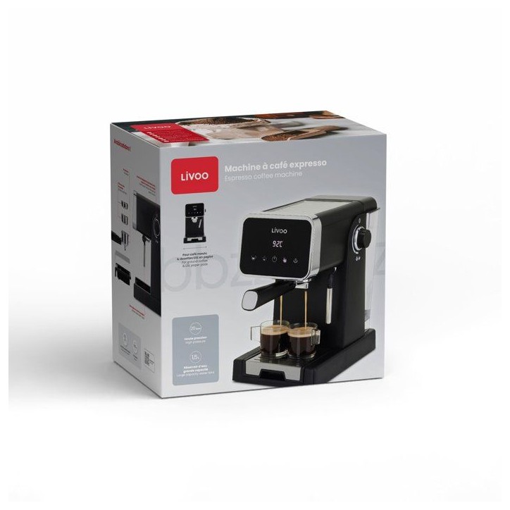 Machine a café expresso - LIVOO - DOD218N - 1100 W - 20 bars - Noir Machine a café expresso - LIVOO - DOD218N - 1100 W - 20 bars - Noir