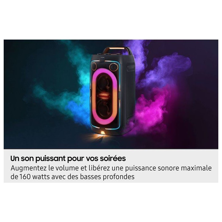 Enceinte - SAMSUNG - MX ST40F/XE - 160 W - Effets lumineux - Bluetooth - Batterie 16h - Noir Enceinte - SAMSUNG - MX ST40F/XE - 160 W - Effets lumineux - Bluetooth - Batterie 16h - Noir