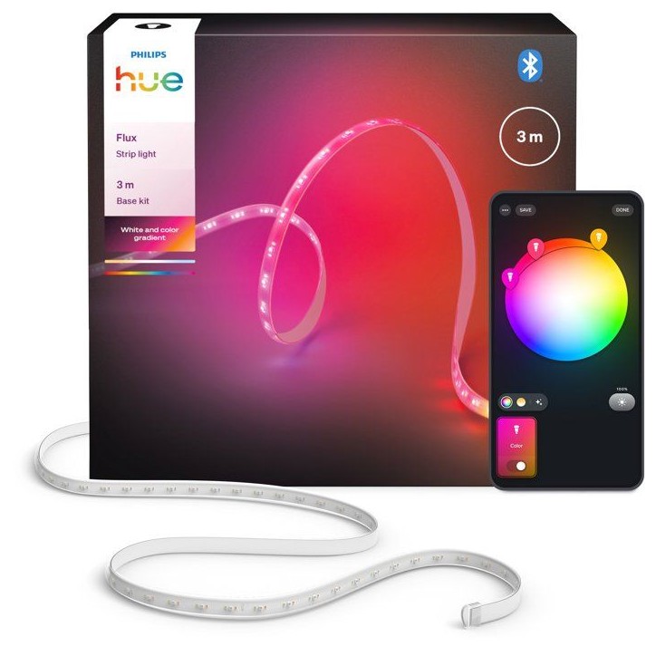 Ruban LED - Philips Hue - Flux - 3 m - Chromasync - Éclairage coloré et blanc naturel intense - 1200 lumens Ruban LED - Philips Hue - Flux - 3 m - Chromasync - Éclairage coloré et blanc naturel intense - 1200 lumens