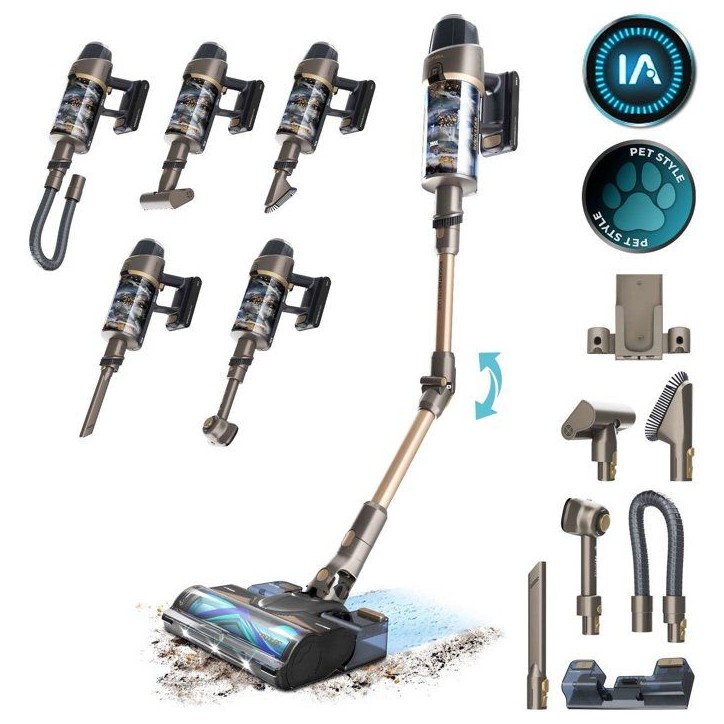 Aspirateur balai - CECOTEC Conga Rockstar RX90 AI AquaPet Flex - 350 AW - 100 min - 180 m² - Or Aspirateur balai - CECOTEC Conga Rockstar RX90 AI AquaPet Flex - 350 AW - 100 min - 180 m² - Or