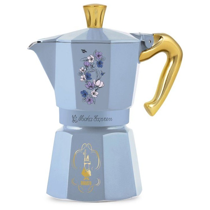 Cafetiere italienne - BIALETTI - Moka express - Collection Birdgerton - 6 tasses - 250 ml - Bleu / Fleurs Cafetiere italienne - BIALETTI - Moka express - Collection Birdgerton - 6 tasses - 250 ml - Bleu / Fleurs