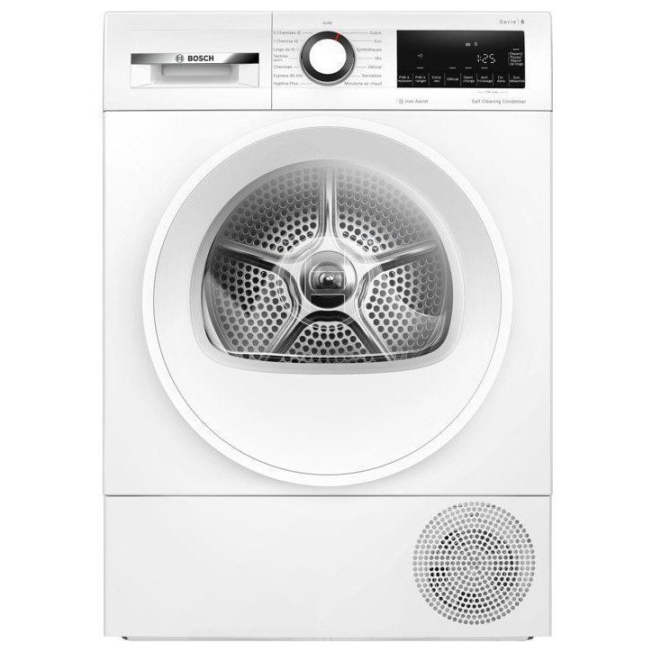 Seche-linge pompe a chaleur BOSCH Série 6 WQG24502FR - 8 kg - Induction - L60 cm - Classe C - Blanc Seche-linge pompe a chaleur BOSCH Série 6 WQG24502FR - 8 kg - Induction - L60 cm - Classe C - Blanc