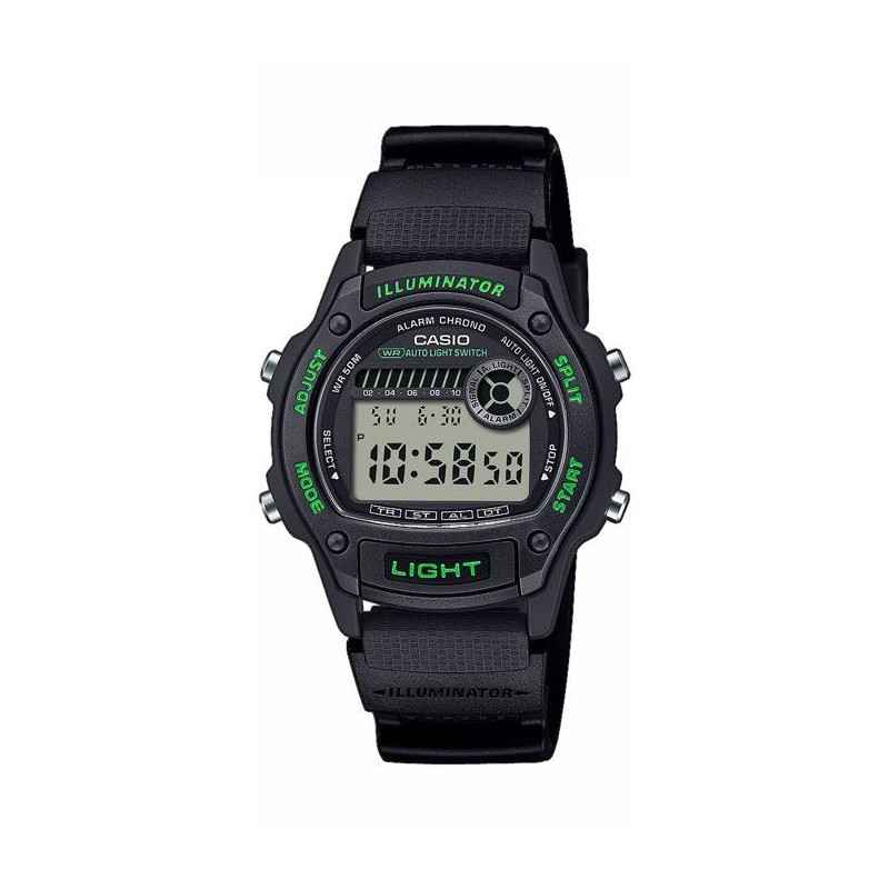 Montre - CASIO - W-220H - Mixte - Noir/Vert - Quartz - Digital