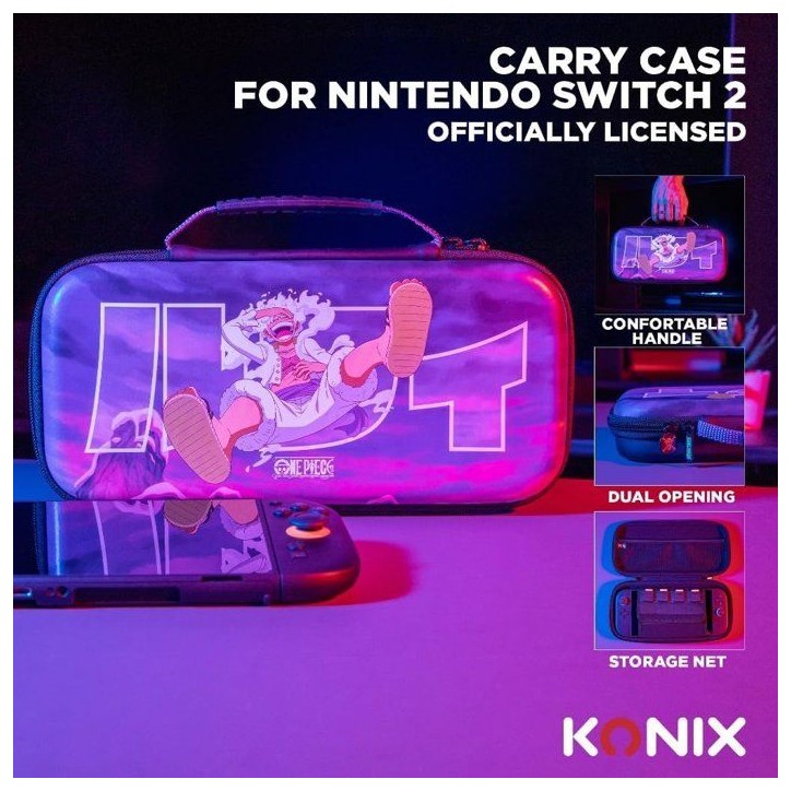 Housse de protection et transport - Nintendo Switch 2 - Konix - One Piece - Rangement accessoires - Motif Luffy Gear 5 - Violet Housse de protection et transport - Nintendo Switch 2 - Konix - One Piece - Rangement accessoires - Motif Luffy Gear 5 - Violet