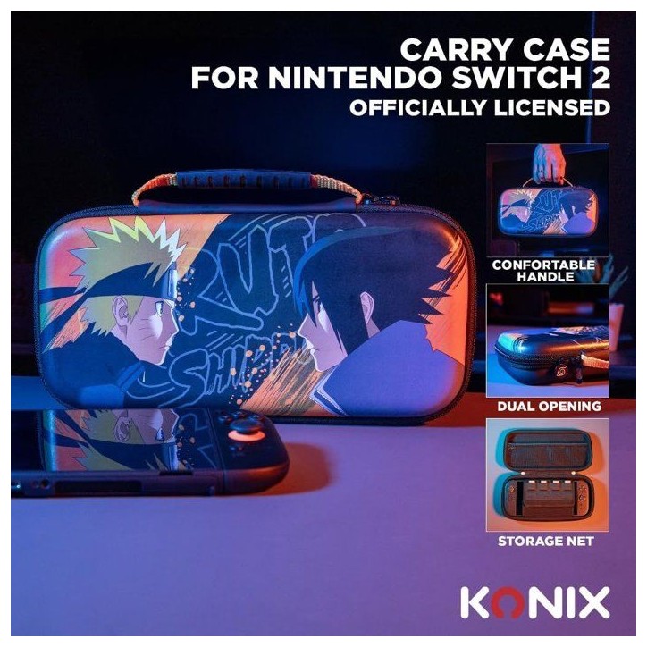 Housse de protection - Nintendo Switch 2 - Konix - Naruto Shippuden - Rangement accessoires - Naruto et Sasuke - Noir et orange Housse de protection - Nintendo Switch 2 - Konix - Naruto Shippuden - Rangement accessoires - Naruto et Sasuke - Noir et orange