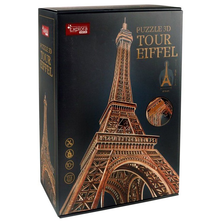 Puzzle 3D - Tour Eiffel - EXPLORA - 540041 - 314 pieces - Niveau 10 - Maquette - Des 10 ans Puzzle 3D - Tour Eiffel - EXPLORA - 540041 - 314 pieces - Niveau 10 - Maquette - Des 10 ans