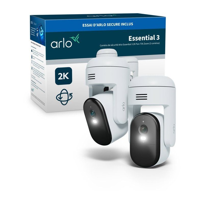 Caméra de surveillance - Arlo - Essential 3 Kit de 2 caméras 2K 360