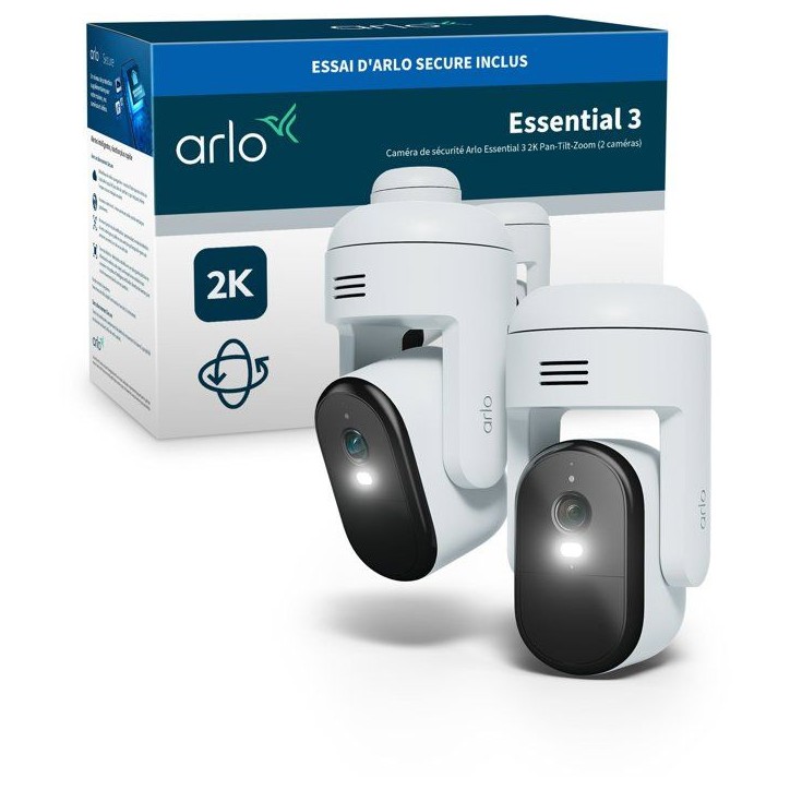 Caméra de surveillance - Arlo - Essential 3 Kit de 2 caméras 2K 360° - Extérieur Caméra de surveillance - Arlo - Essential 3 Kit de 2 caméras 2K 360° - Extérieur