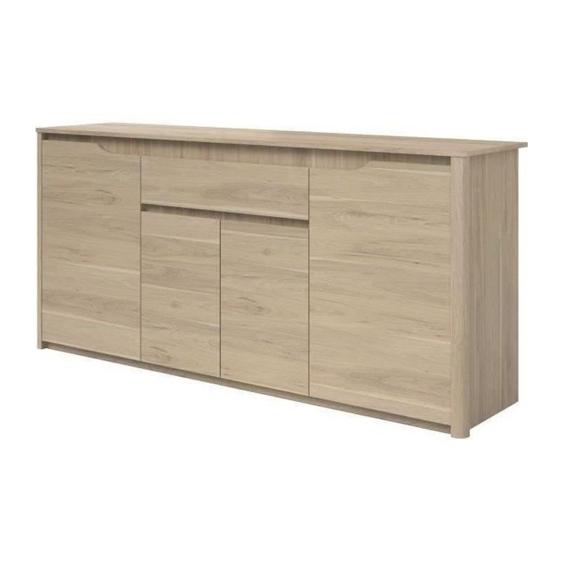 Buffet bas - Panneaux de particules - Décor chene dakota - 4 portes + Buffet bas - Panneaux de particules - Décor chene dakota - 4 portes +