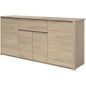 Buffet bas - Panneaux de particules - Décor chene dakota - 4 portes + 1 tiroir - Betty - L 185 x P 46 x H 85,5 cm