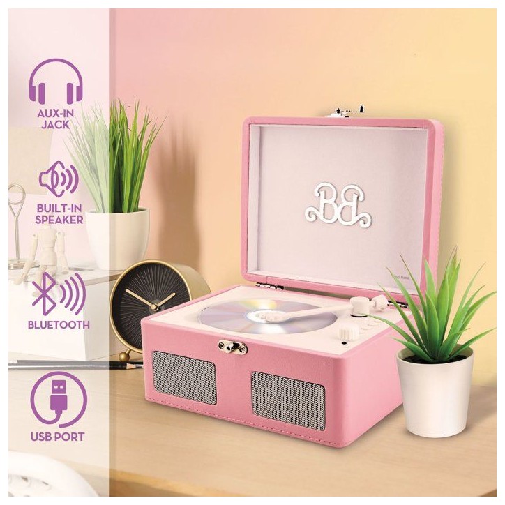 Lecteur CD Vintage - LISCIANIGIOCHI - Barbie Wireless CD Player - Bluetooth - Haut-parleurs stéréo - Des 12 ans - Rose Lecteur CD Vintage - LISCIANIGIOCHI - Barbie Wireless CD Player - Bluetooth - Haut-parleurs stéréo - Des 12 ans - Rose