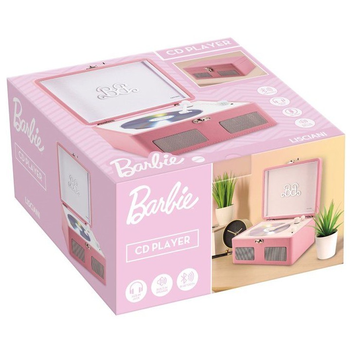 Lecteur CD Vintage - LISCIANIGIOCHI - Barbie Wireless CD Player - Bluetooth - Haut-parleurs stéréo - Des 12 ans - Rose Lecteur CD Vintage - LISCIANIGIOCHI - Barbie Wireless CD Player - Bluetooth - Haut-parleurs stéréo - Des 12 ans - Rose