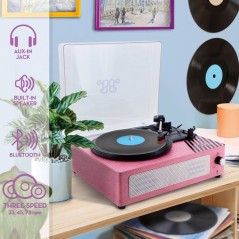 Platine Vinyle 3 Vitesses - LISCIANIGIOCHI - Vintage Vinyl Player - Rose - Des 12 ans