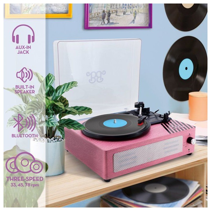 Platine Vinyle 3 Vitesses - LISCIANIGIOCHI - Vintage Vinyl Player - Rose - Des 12 ans Platine Vinyle 3 Vitesses - LISCIANIGIOCHI - Vintage Vinyl Player - Rose - Des 12 ans