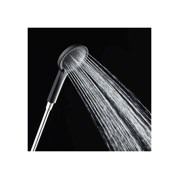 Colonne de douche avec mitigeur thermostatique - Edouard Rousseau - Ars Tab - Noir - Douche de tete ronde - Douchette a main Colonne de douche avec mitigeur thermostatique - Edouard Rousseau - Ars Tab - Noir - Douche de tete ronde - Douchette a main
